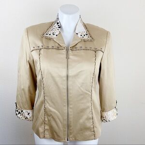 NANCY BOLEN City Girl Vintage Tan Beaded Blazer 12